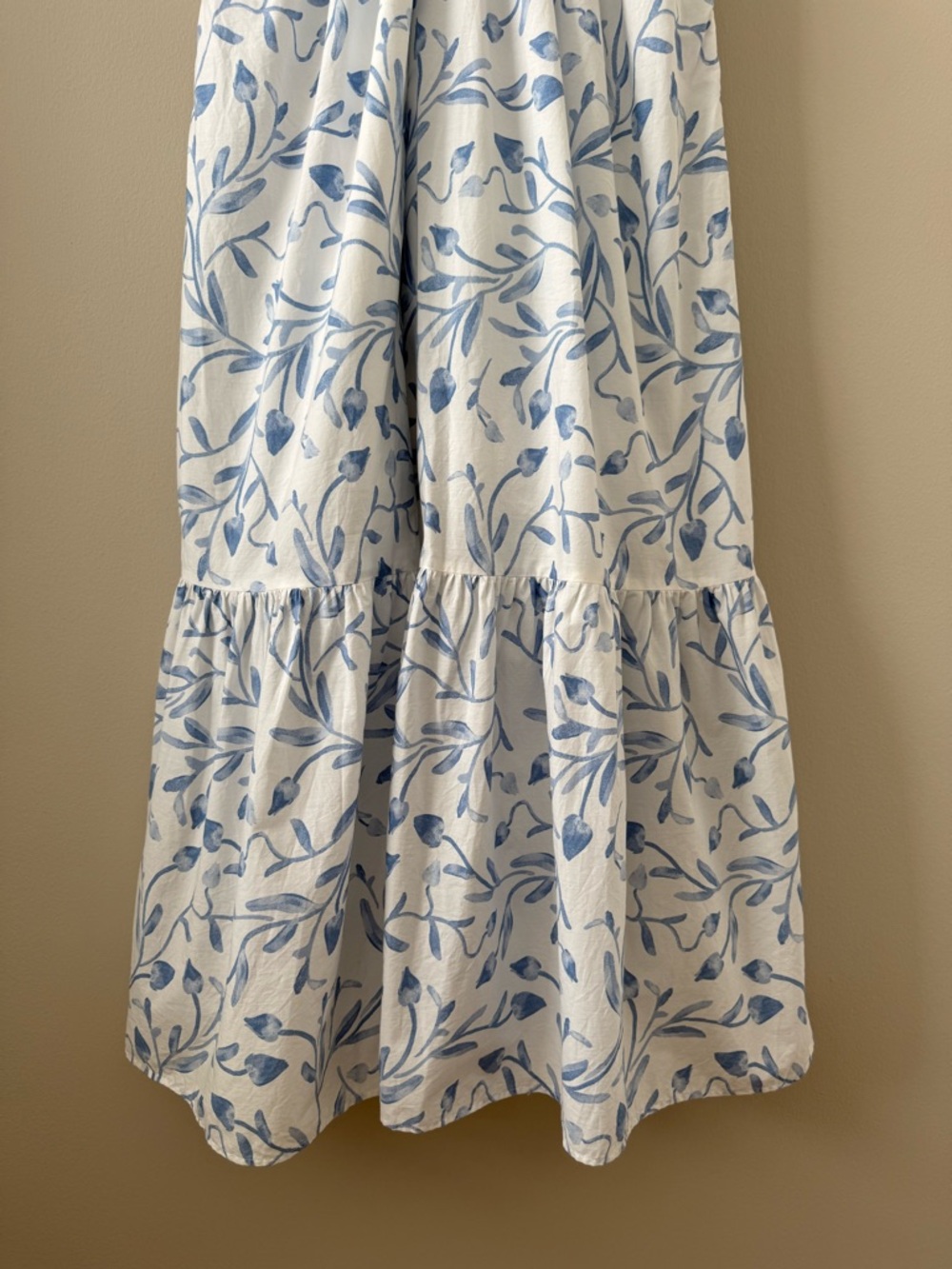 Abercrombie - Tall Cinch-Front Poplin Midi Dress - White & Blue - Picture 10 of 16